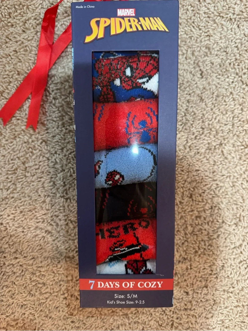 Boy’s Marvel Spider-Man Red, Blue and Black Casual Socks - 7 Days Pack